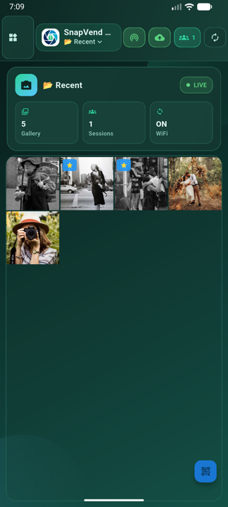 SnapVend gallery home dashboard